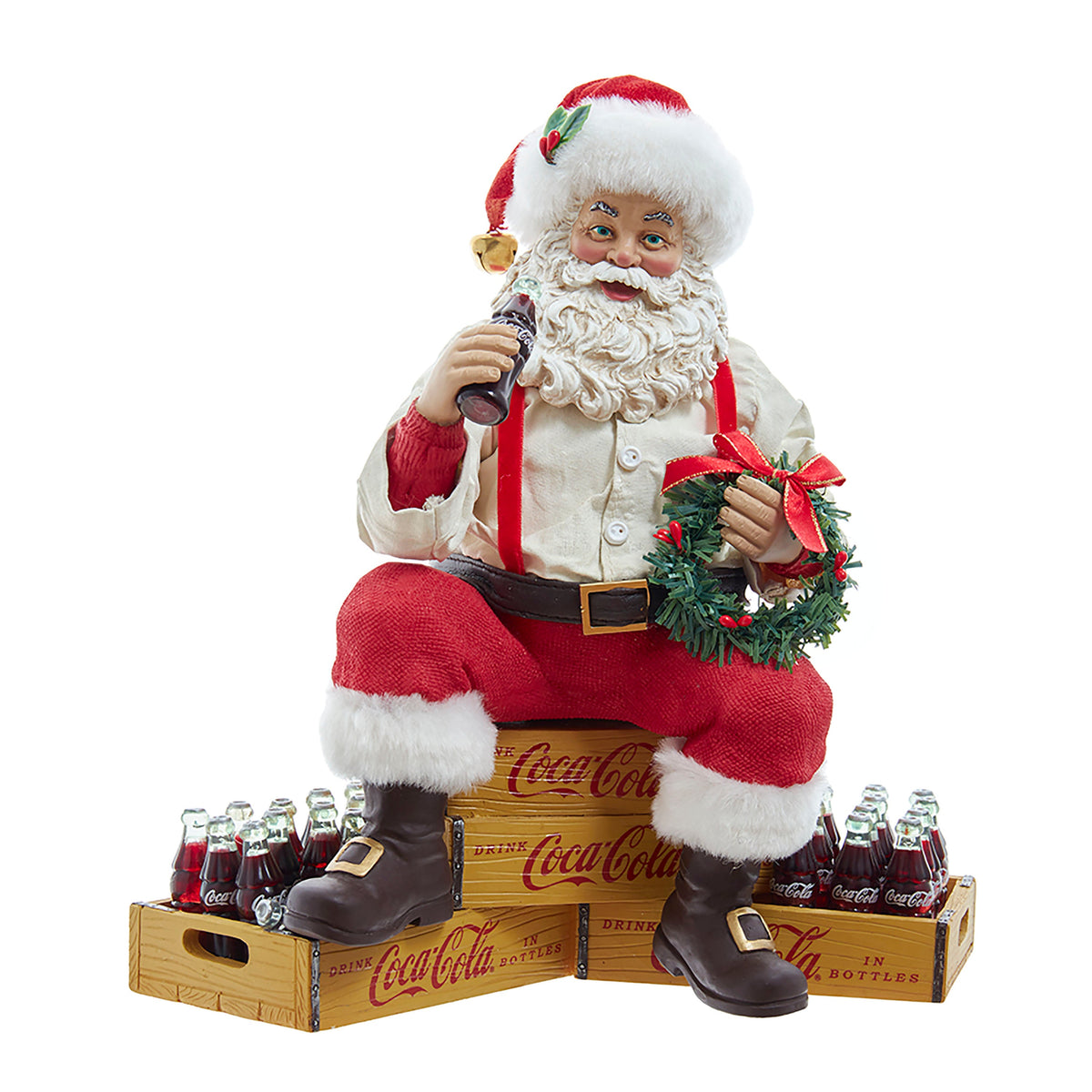 9"coca-cola santa sitting on crates
