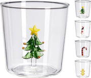 drinkglas 350ml/11.86oz borosilicaat met kerst decoratie dia 85xh90mm 4ass design