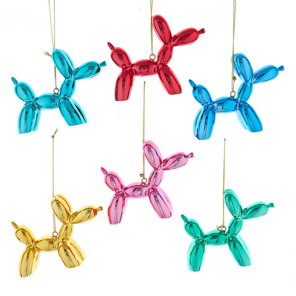 3"resin shiny colorful balloon dog orn 6/asstd