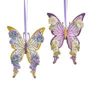 3.5"resin purple & gold butterfly orn 2/asstd.