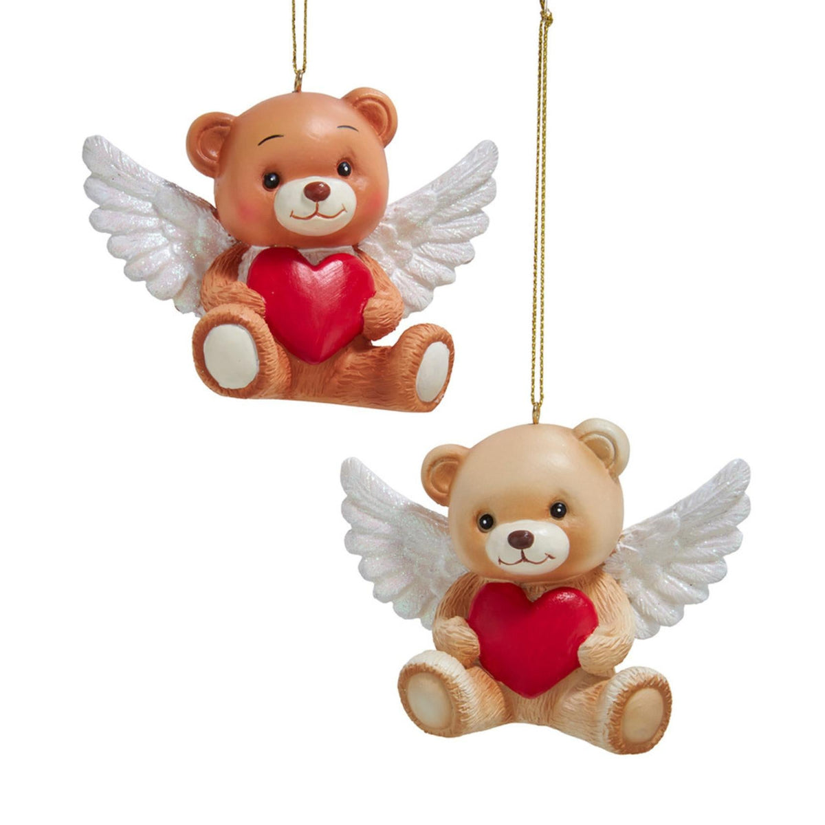 3.94"resin teddy bears w/red heart orn 2/asstd