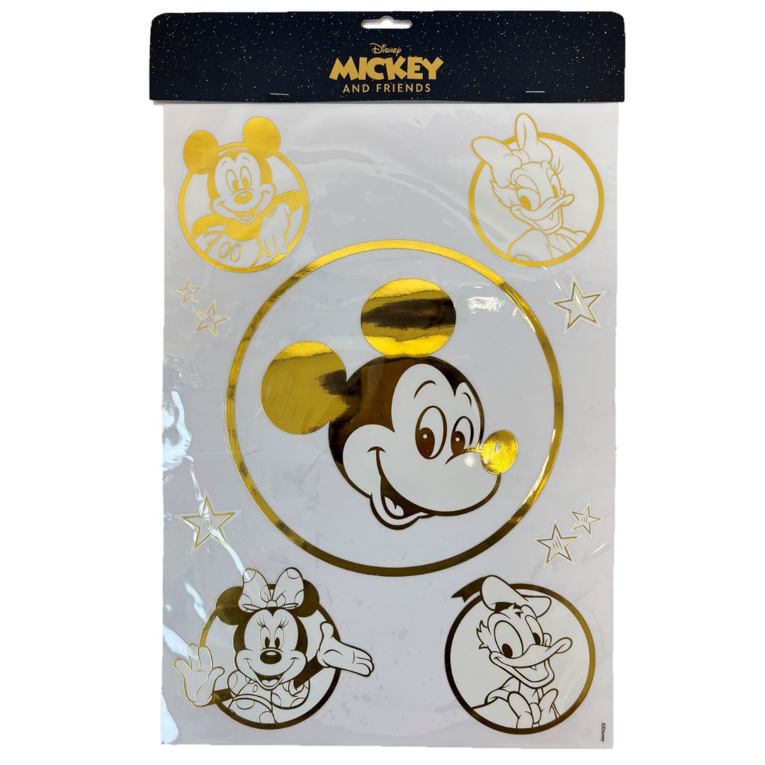window stickers mickey & friends gold foil a3