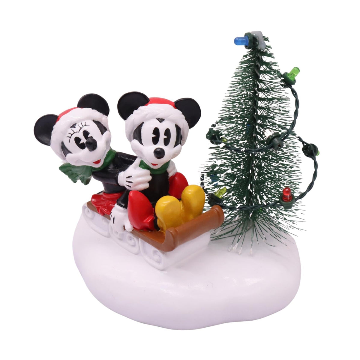 scenery christmas tree mickey & minnie sled