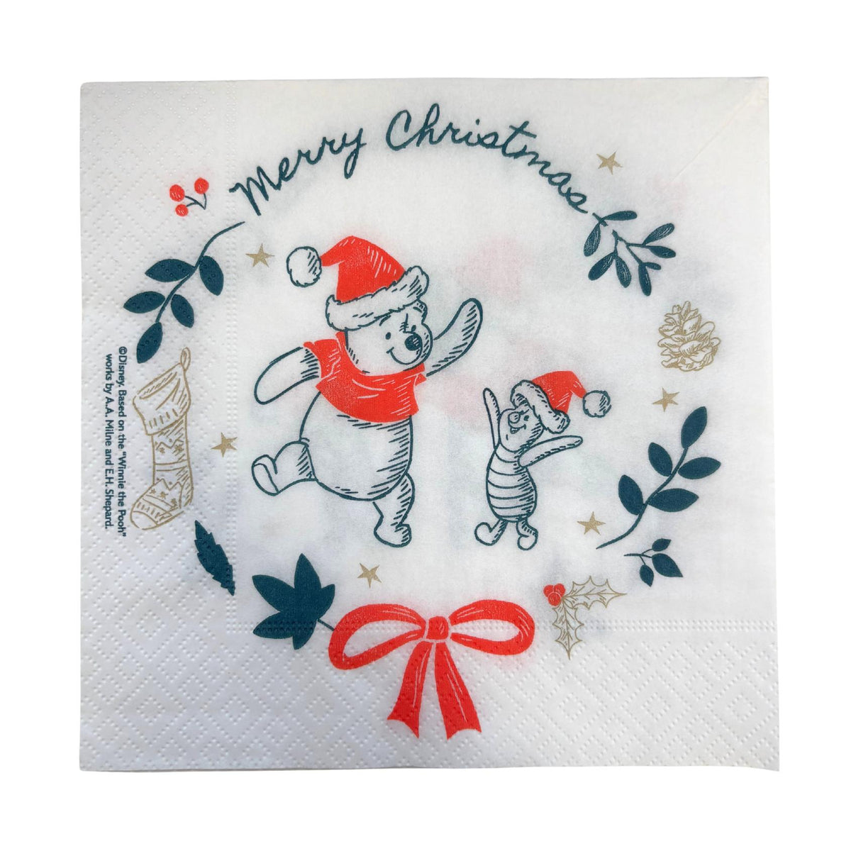 servetten winnie the pooh & piglet merry christmas