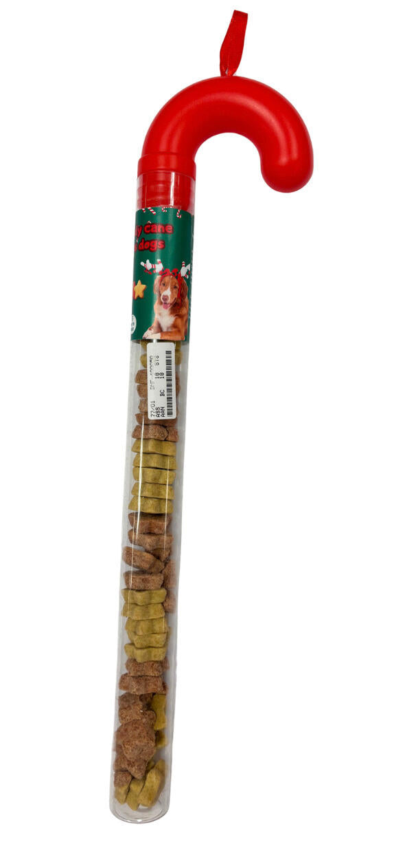 xl candy cane with dog cookies