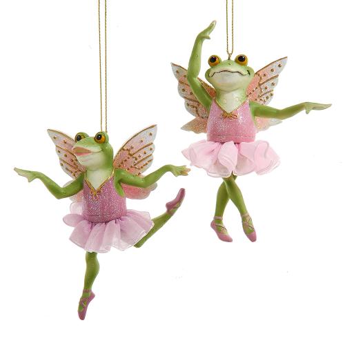 4.75"resin pink frog ballerina orn 2/asstd.