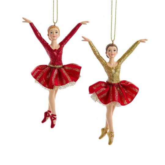 5"resin red & gold ballerina orn 2/asstd