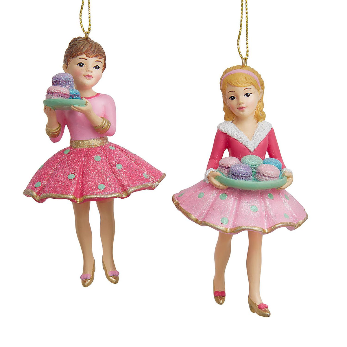 4.25"resin tea theme dessert girl orn 2/asstd.