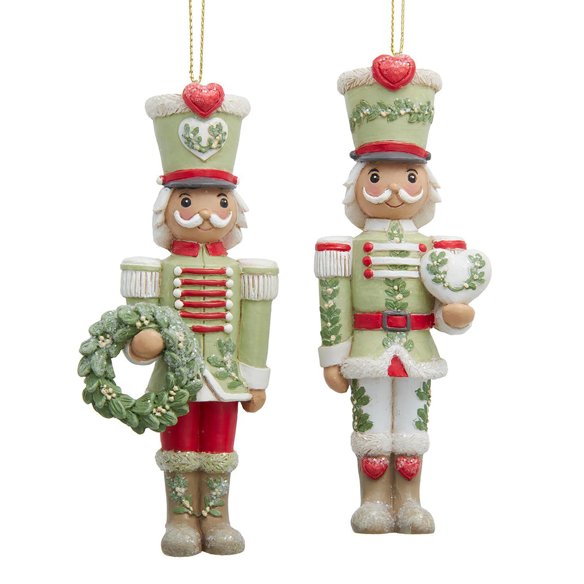 4.75"resin mistletoe kisses nutcracker orn 2/asstd.