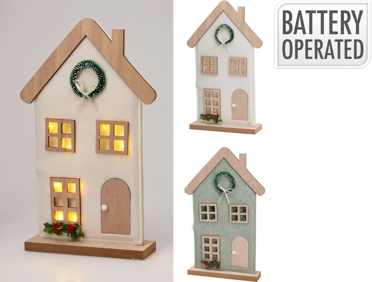 huisje met led vilt 30cm 2ass