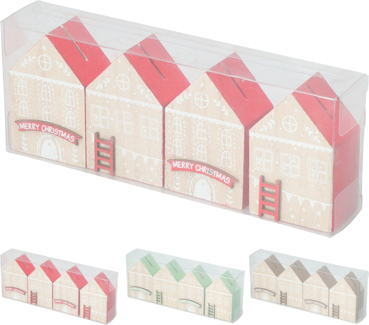 naamkaarthouder huis 16cm 3ass set van 4