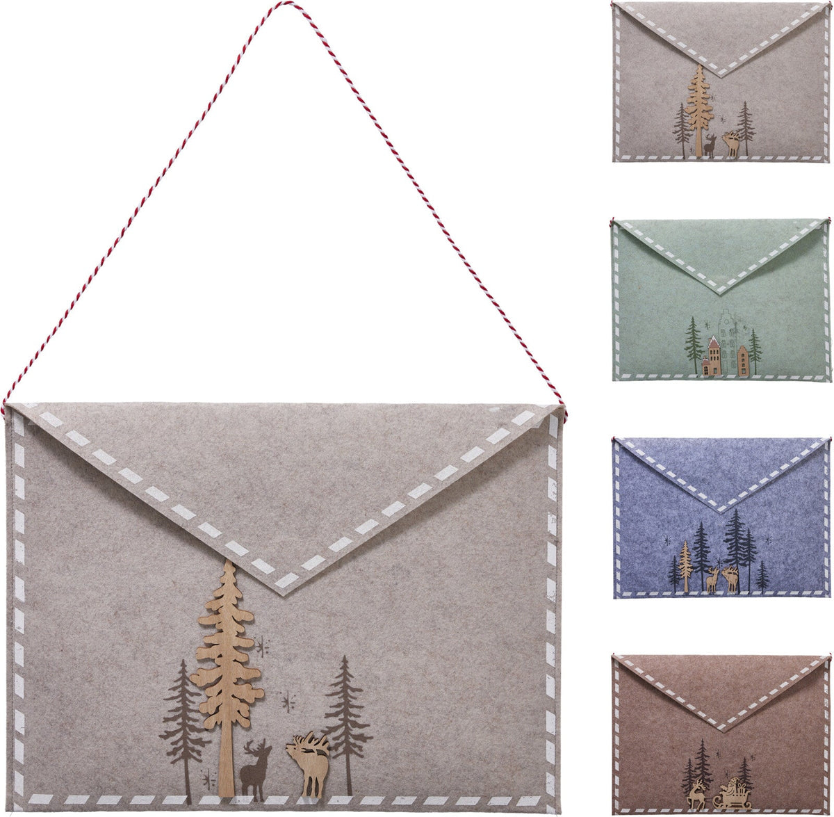 envelop vilt 37cm 4ass kleur