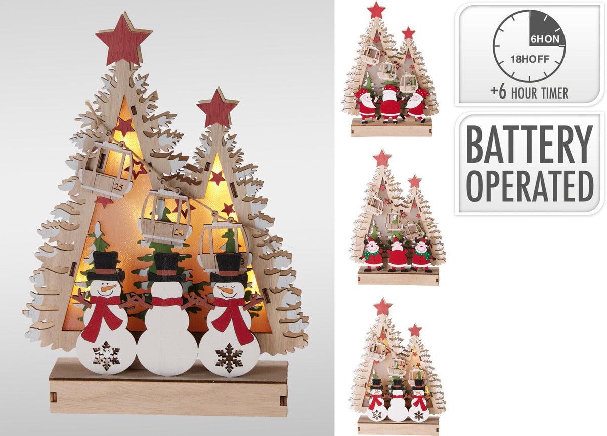kerstboom tafereel led 29cm 3ass design