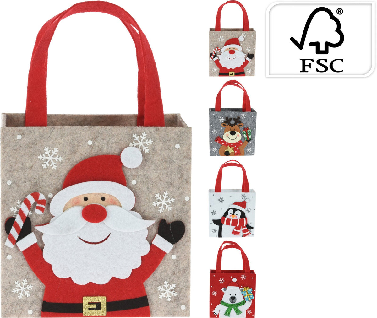 tas vilt kerstfiguur 18cm 4ass dessin