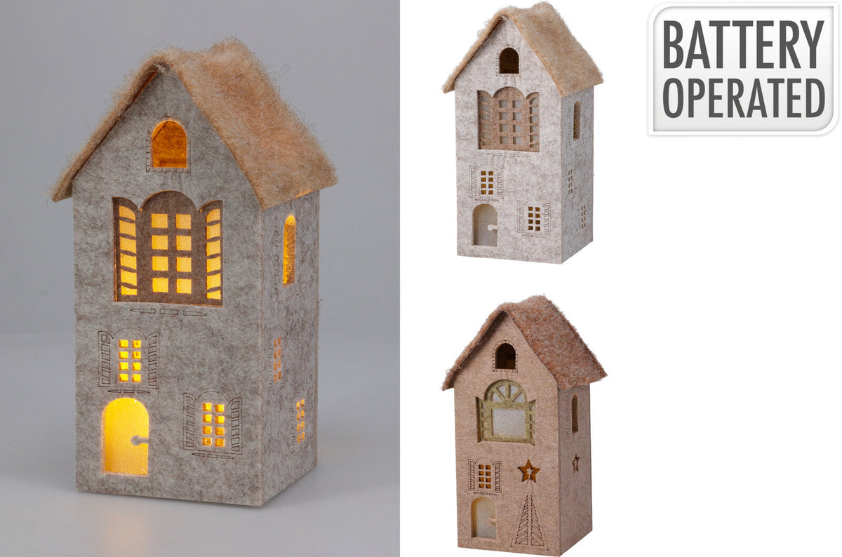 huis met led 22cm 2ass bruin
