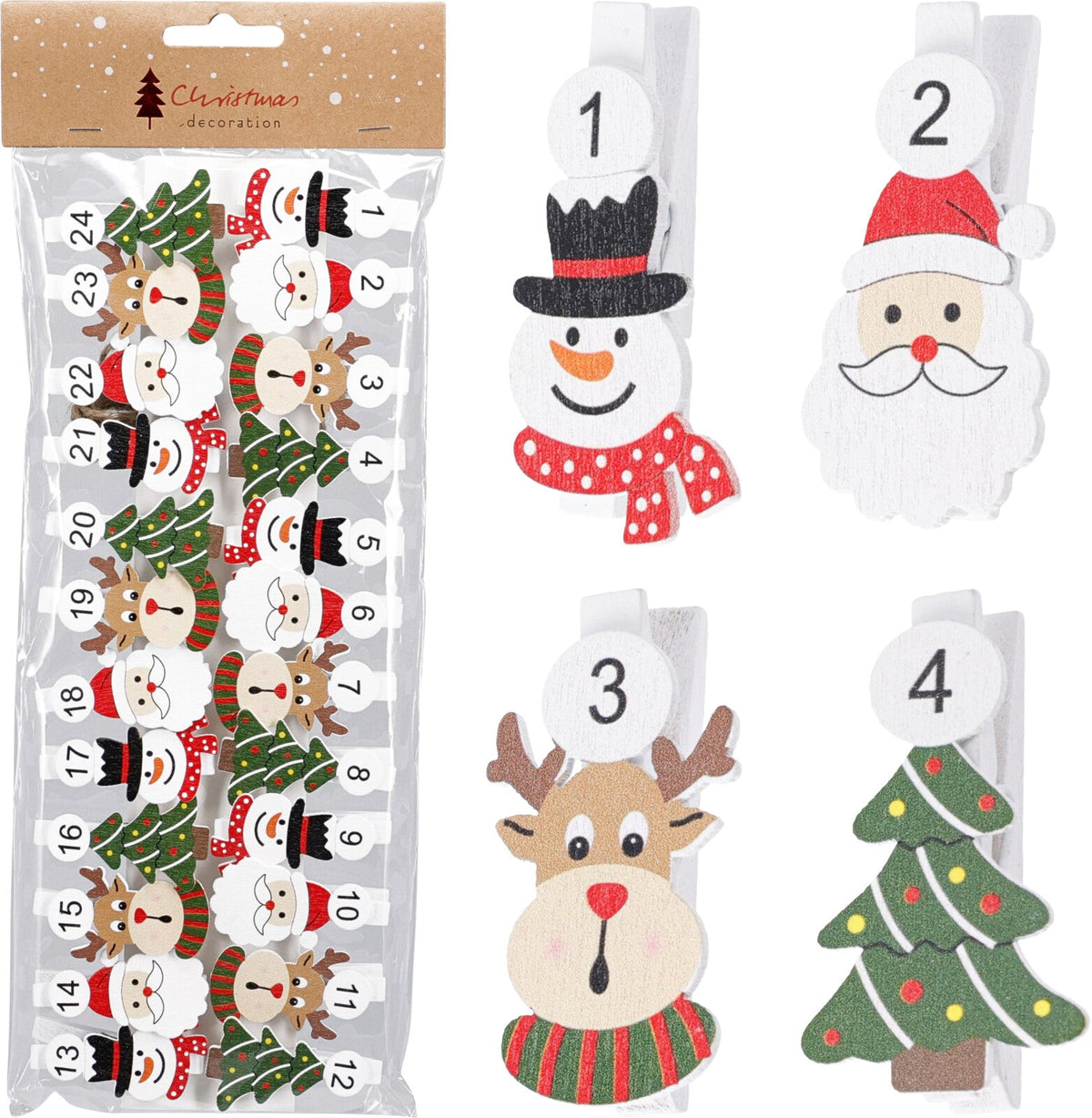 knijper advent kalender set24 5cm
