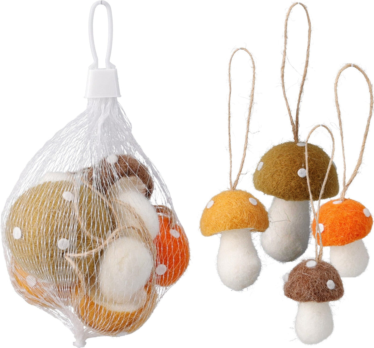 paddenstoel hangdeco set van 5sts bruin