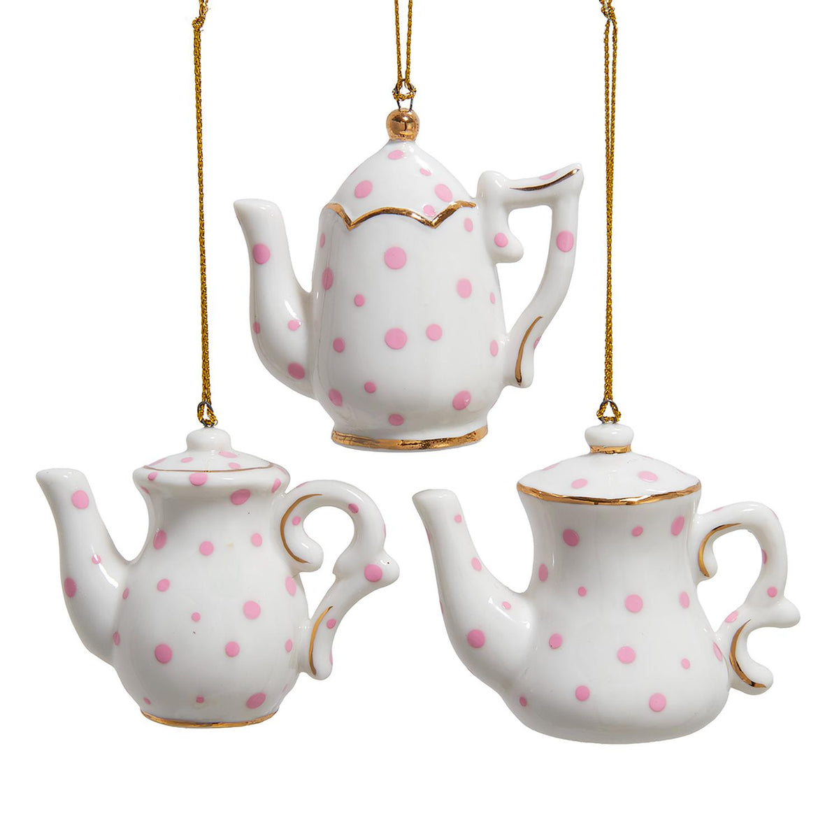 2.5"porcelain teapot w/polka dots orn 3/asstd.