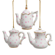 2.5"porcelain teapot w/polka dots orn 3/asstd.