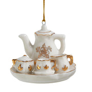 2.75"porcelain gold & white teatime orn.