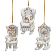 3"porcelain gold & white chair orn 3/asstd.