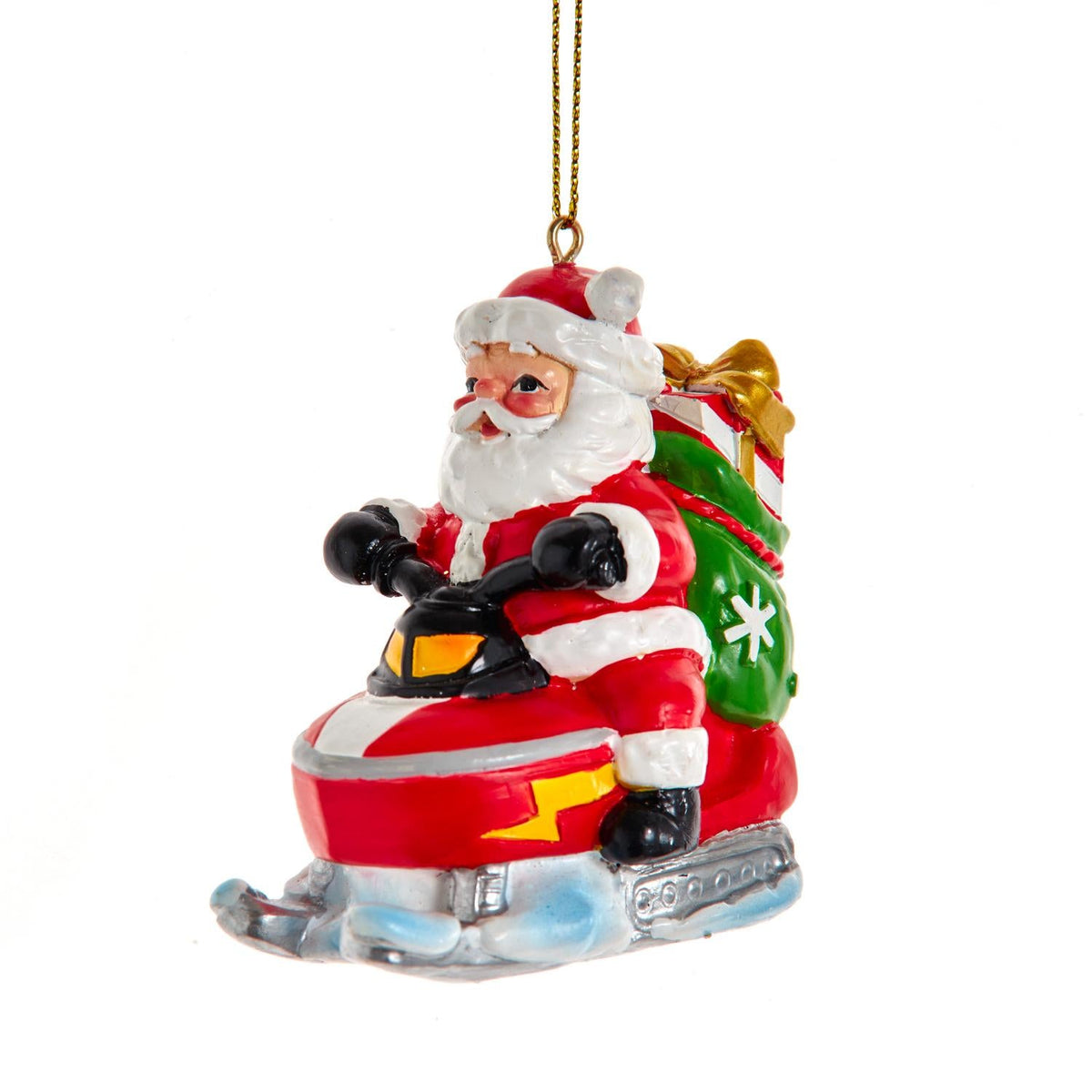 3"resin snowmobile santa orn