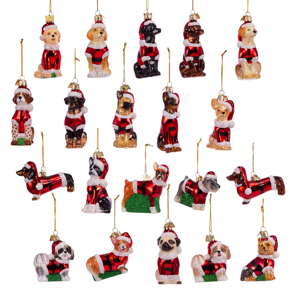 3-3.5"noble gems glass dog w/santa