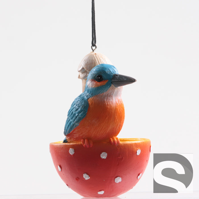 farmwood ijsvogel in paddenstoel hanger 7x7x10 cm sd