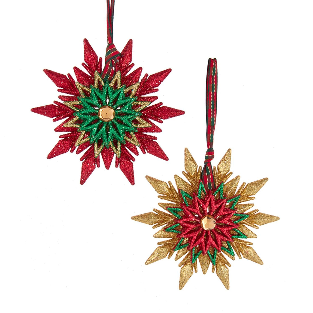 4.3"red/go/grn star w/glttr orn 2a