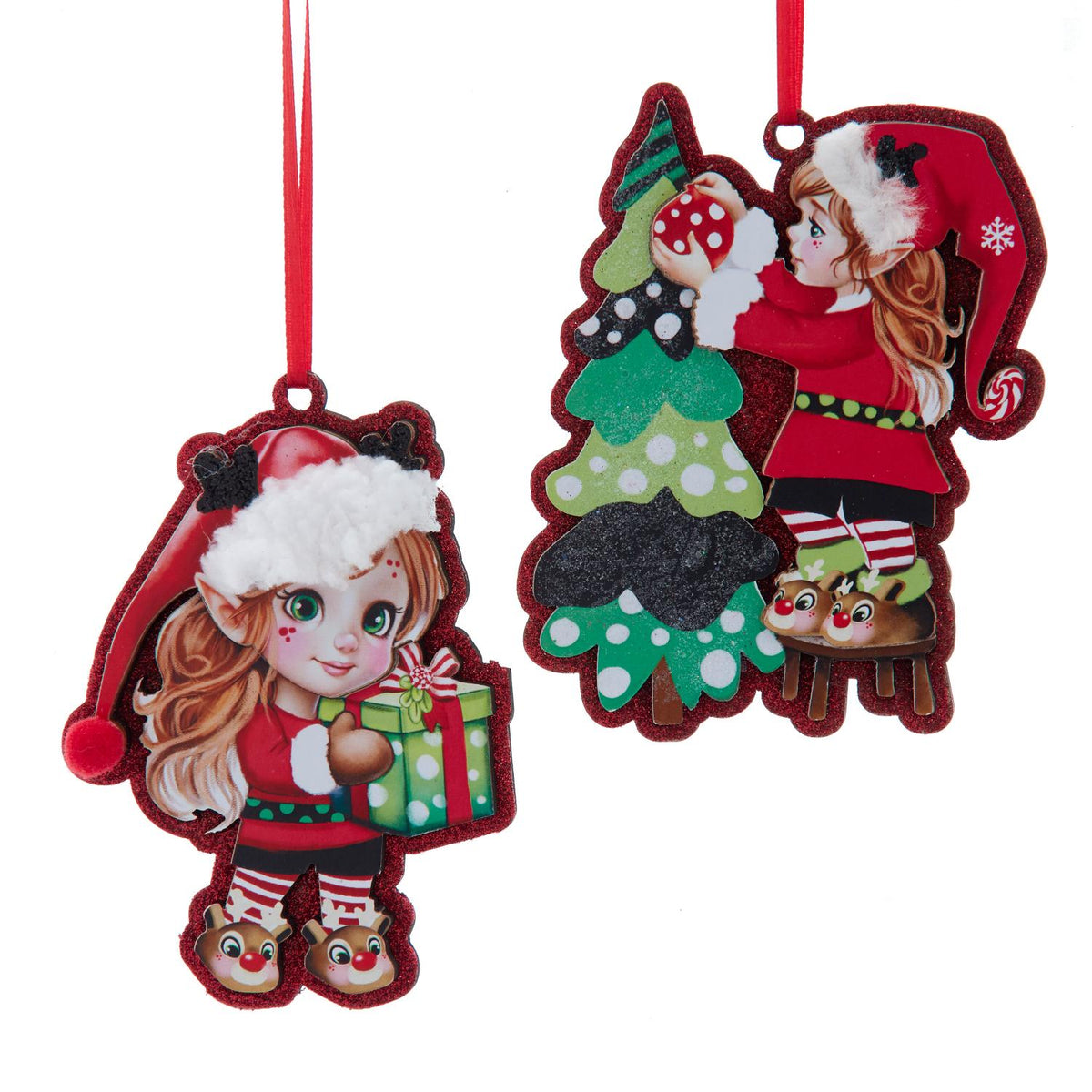 4.75"wooden elf orn 2/a