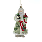 6"mistletoe kisses glass santa orn