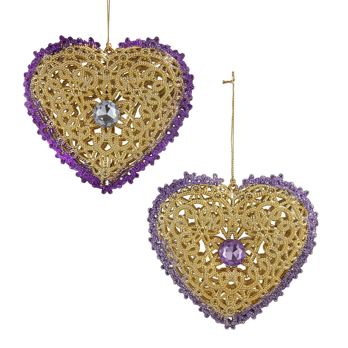 4.25"plastic heart orn 2/asstd.