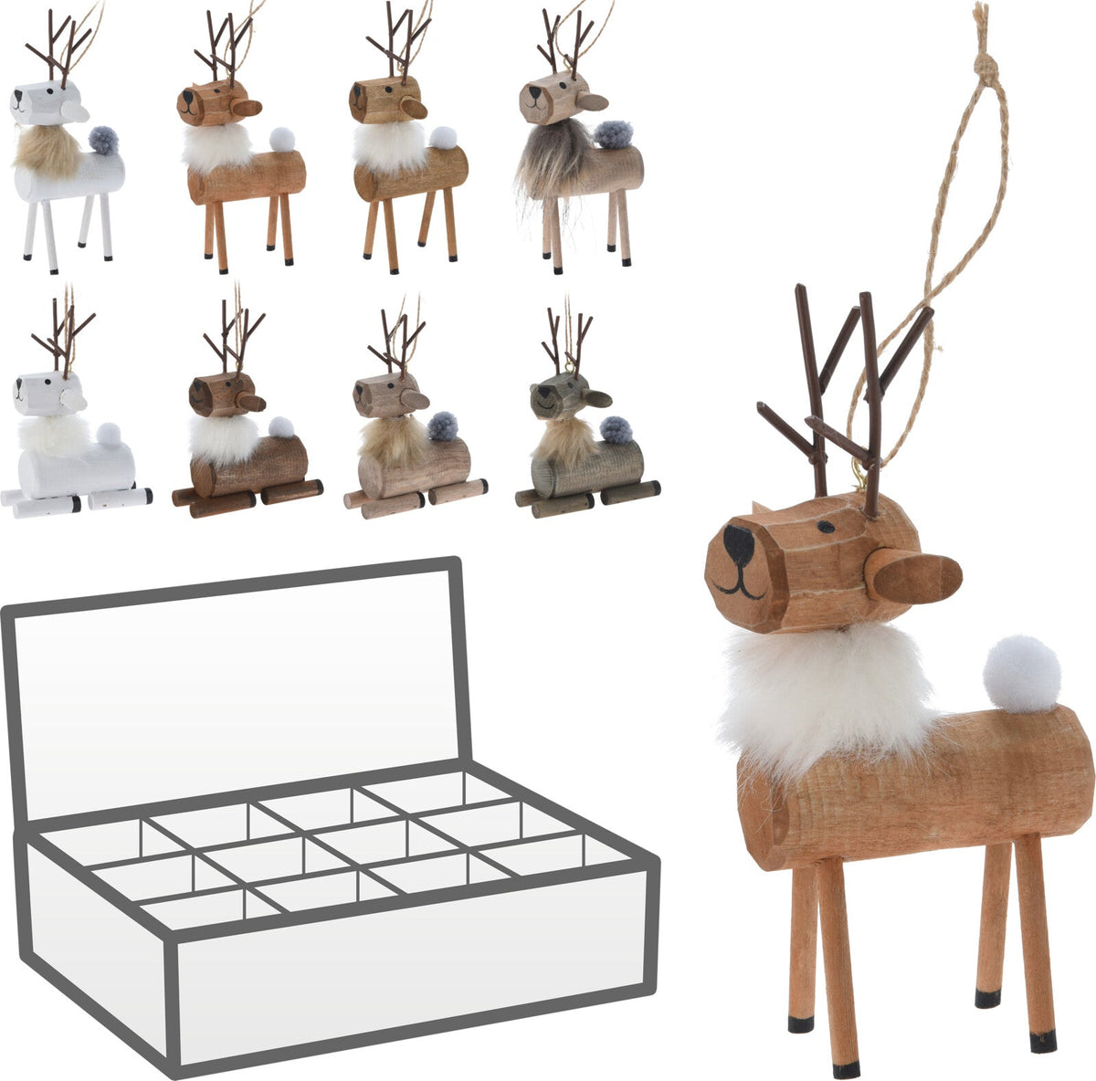 rendier hangdeco 14cm 8ass kerst designs