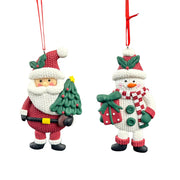 4.5" clay dough santa/ snowman orna x 2.