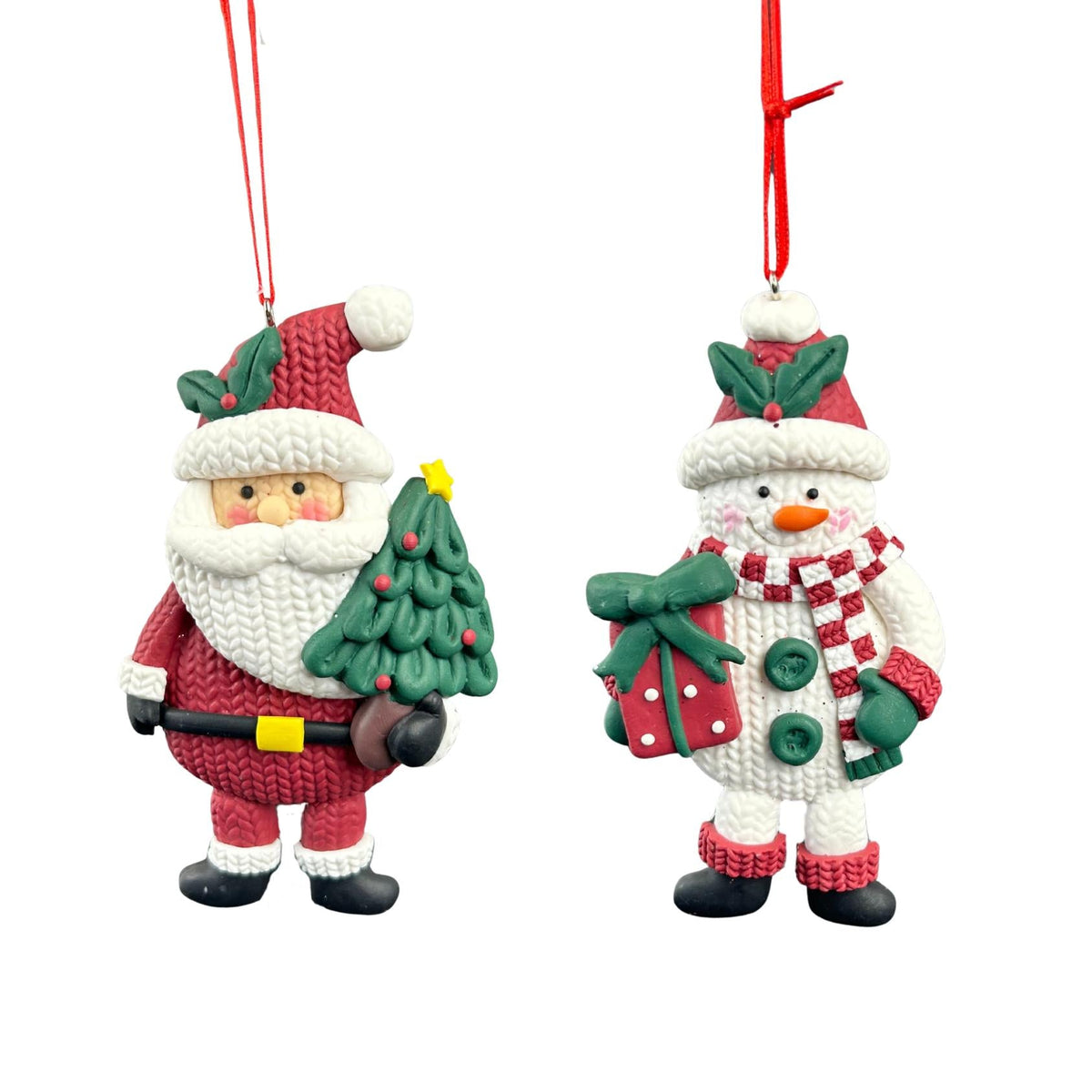 4.5" clay dough santa/ snowman orna x 2.