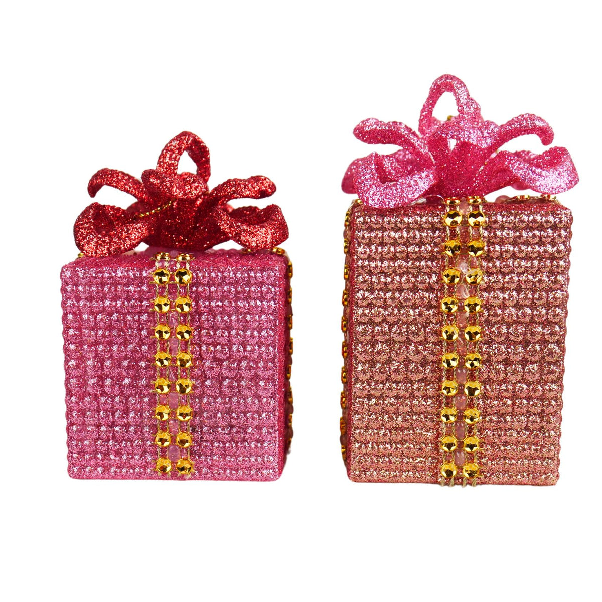 3.2"/3.7" gift box light up ornament x 2.
