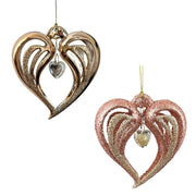 plastic hollow out heart w/dangle orn 2/a