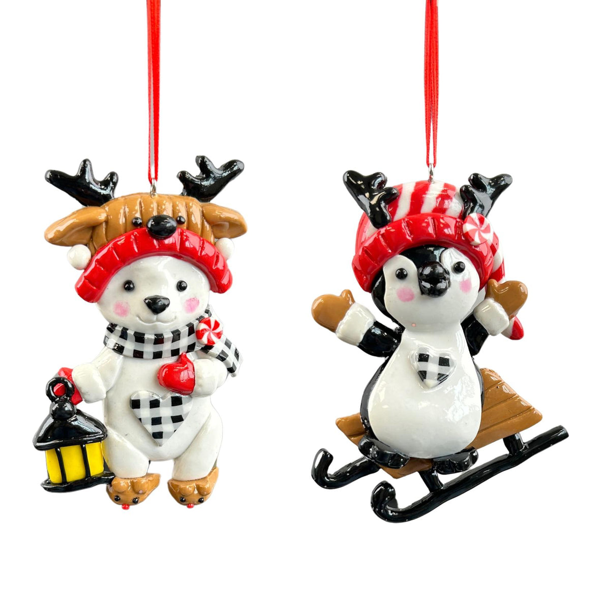 clay dough polar bear,penguin orn 2/a