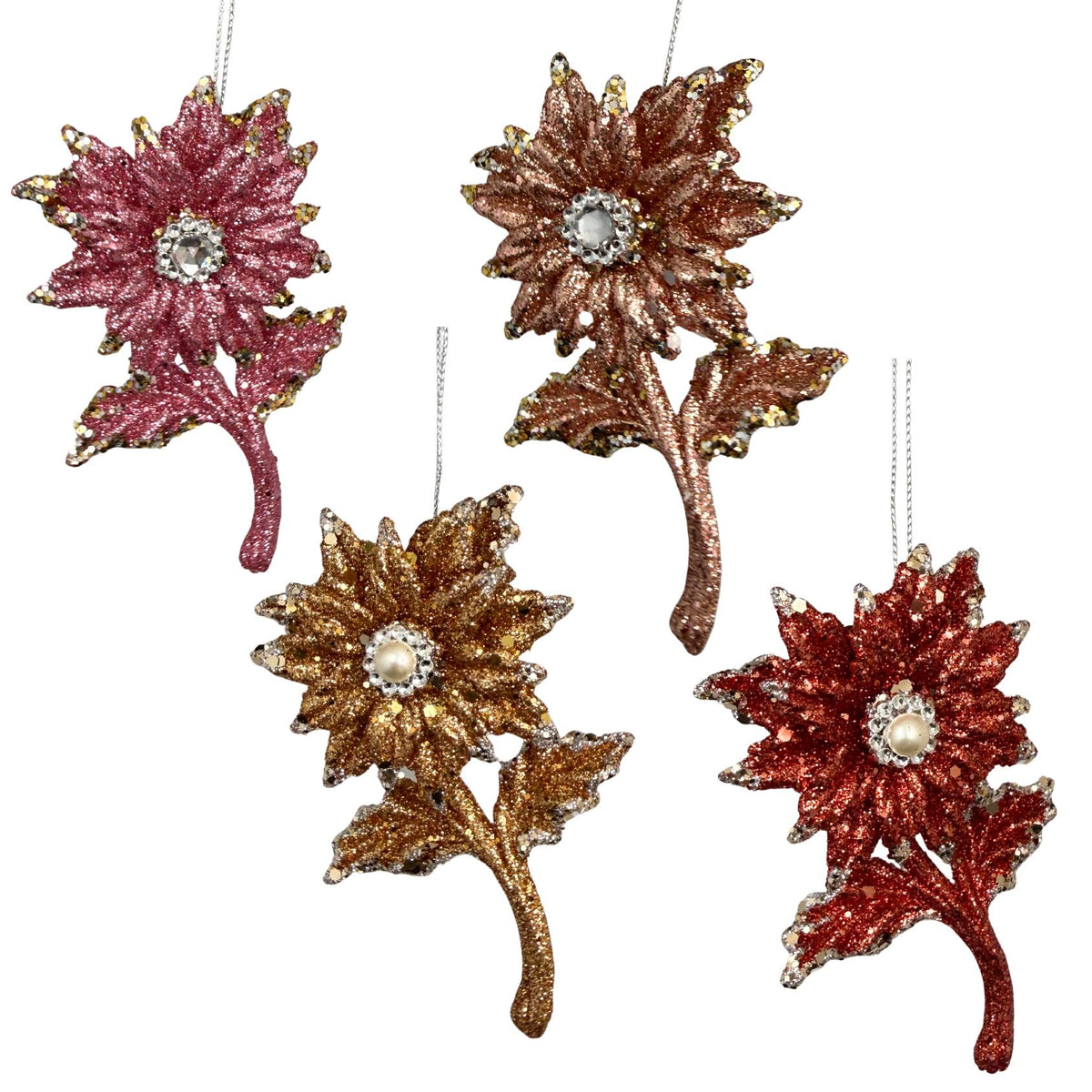 plastic flower orn x 4.
