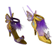 3.75"resin gold/purple shoe orn 2/asstd