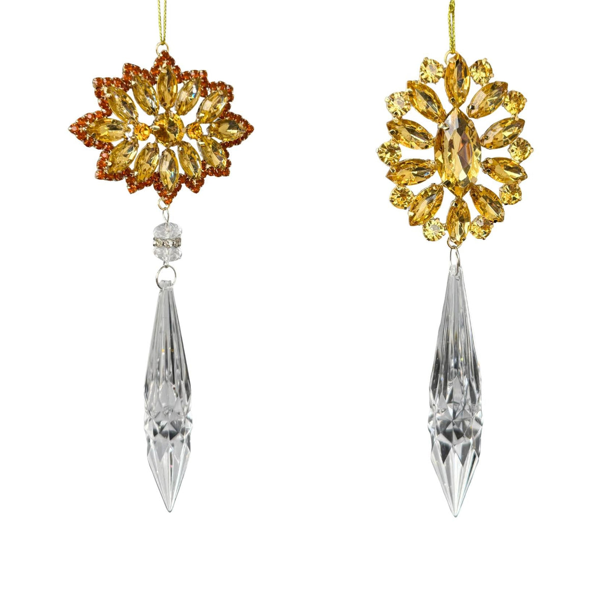 7.48"acrylic gold drop orn 2/asstd