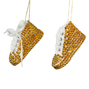 3"gold bedazzled fabric sneaker orn 2/asstd