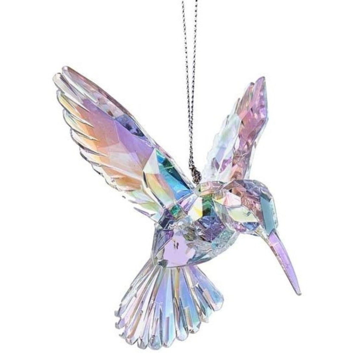 4"acrylic clr/irid hummingbird orn